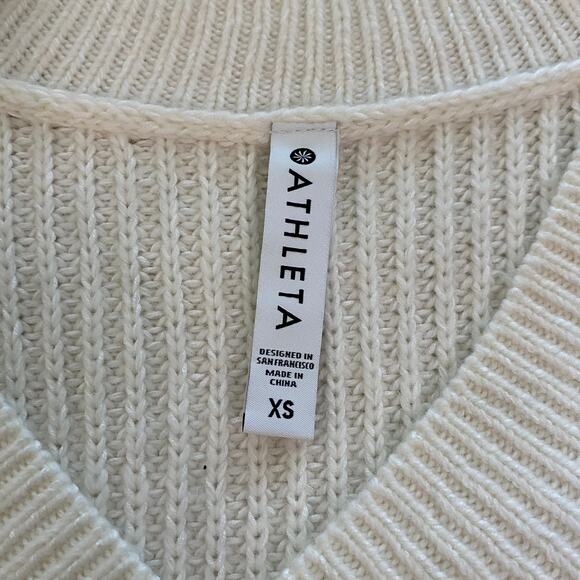 Athleta NWT Shasta V-Neck Sweater Wool Blend Ribbed Knit Size XS Dove Tunic - Picture 4 of 10